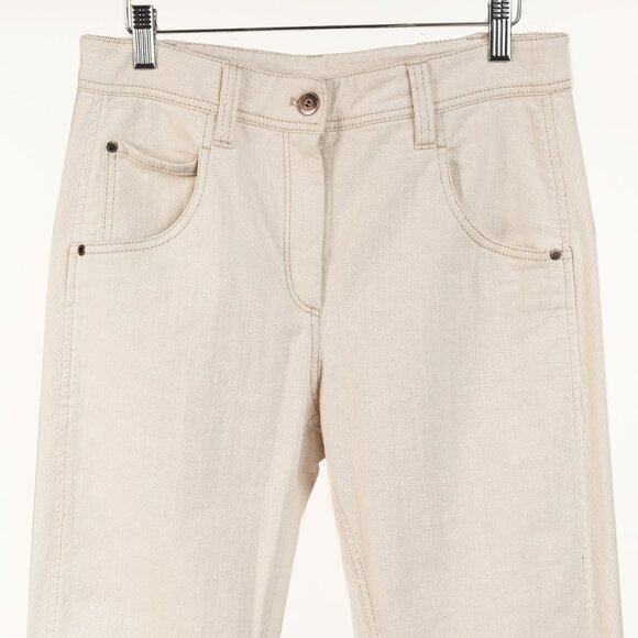 Brunello Cucinelli SS/20 Cream Monili-Bead Distress-Cuff Jeans - Picture 4 of 13